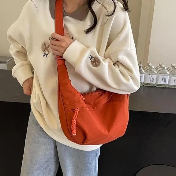 Nylon Crescent Crossbody Bag for Women Luna Bag Dumpling Bag Hobo Bag Moon Shoulder Bag