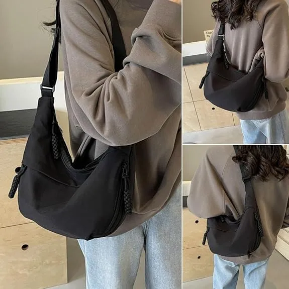 Nylon Crescent Crossbody Bag for Women Luna Bag Dumpling Bag Hobo Bag Moon Shoulder Bag