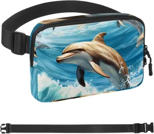 Ocean Dolphins-1267 Crossbody Fanny Pack for Men&Women,Belt Bag for Travel Casual Walking Running Hiking Cycling