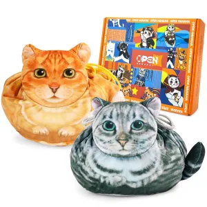 Openhaha Drawstring Travel Organizer, Cosmetic Pouch - Cat Gift for Women, Lay Flat Makeup Bag Gifts for Cat Lovers (2-Pack)