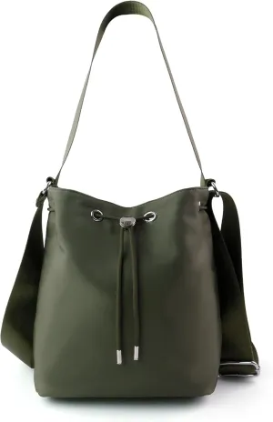 ORAD Waterproof Nylon Drawstring Bucket Crossbody Bag, Lightweight Casual Handbag for Women