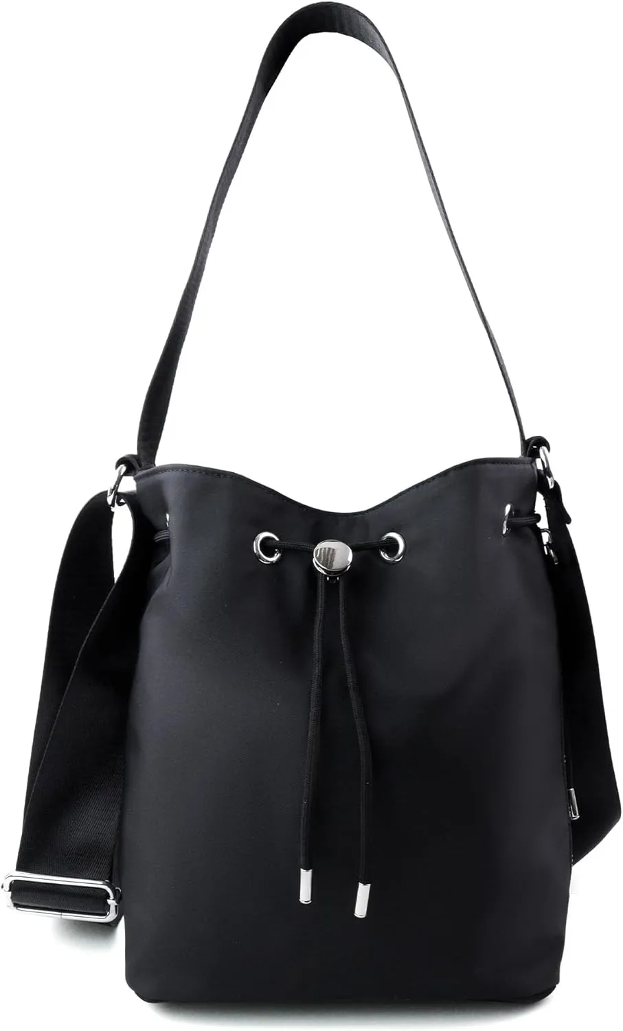 ORAD Waterproof Nylon Drawstring Bucket Crossbody Bag, Lightweight Casual Handbag for Women