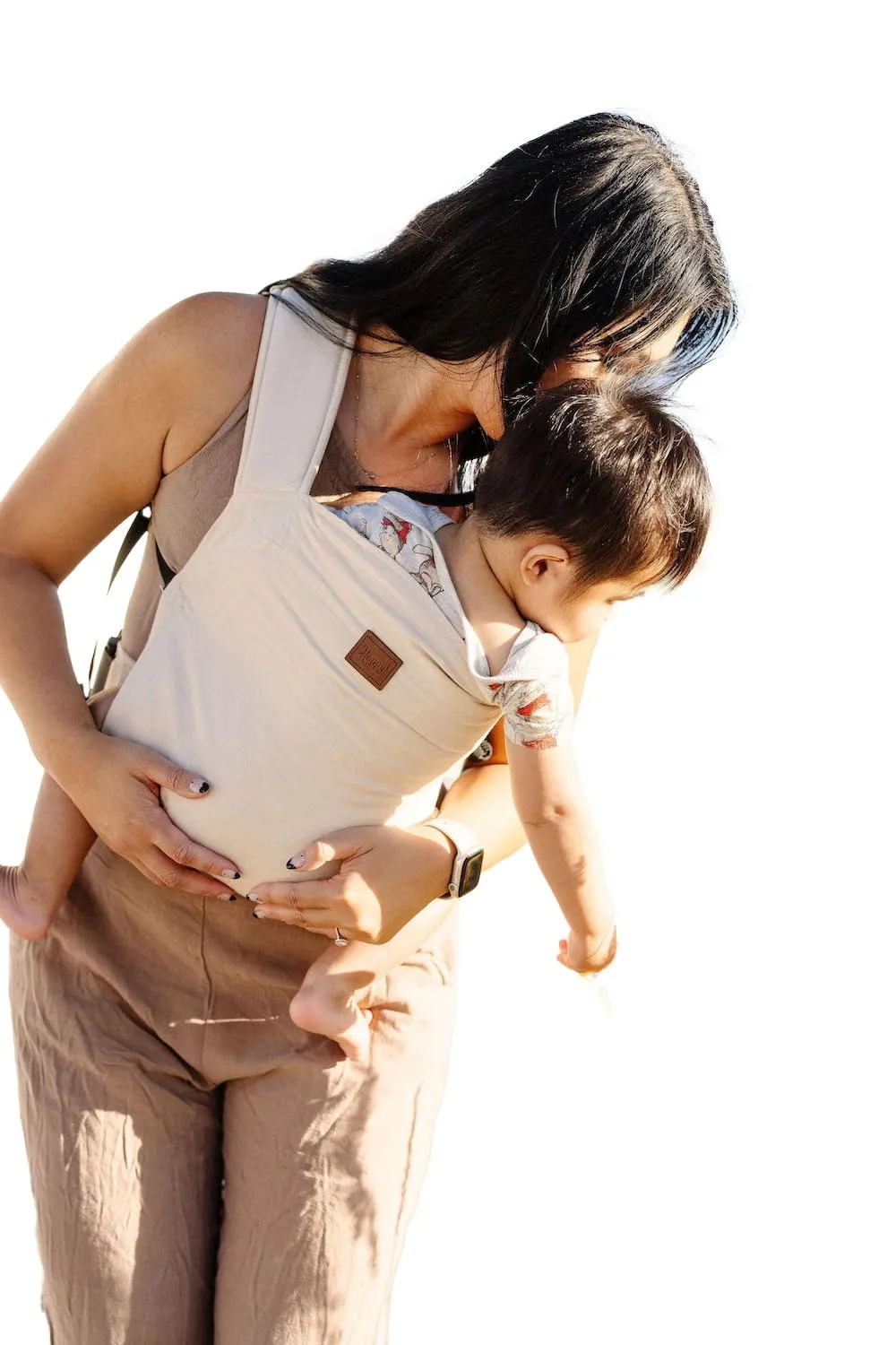 Original Happy Baby Carrier - Newborn to Toddler Carrier - 50% Linen/50% Cotton - Ethically Made - Lightweight and Adjustable - Almond Color