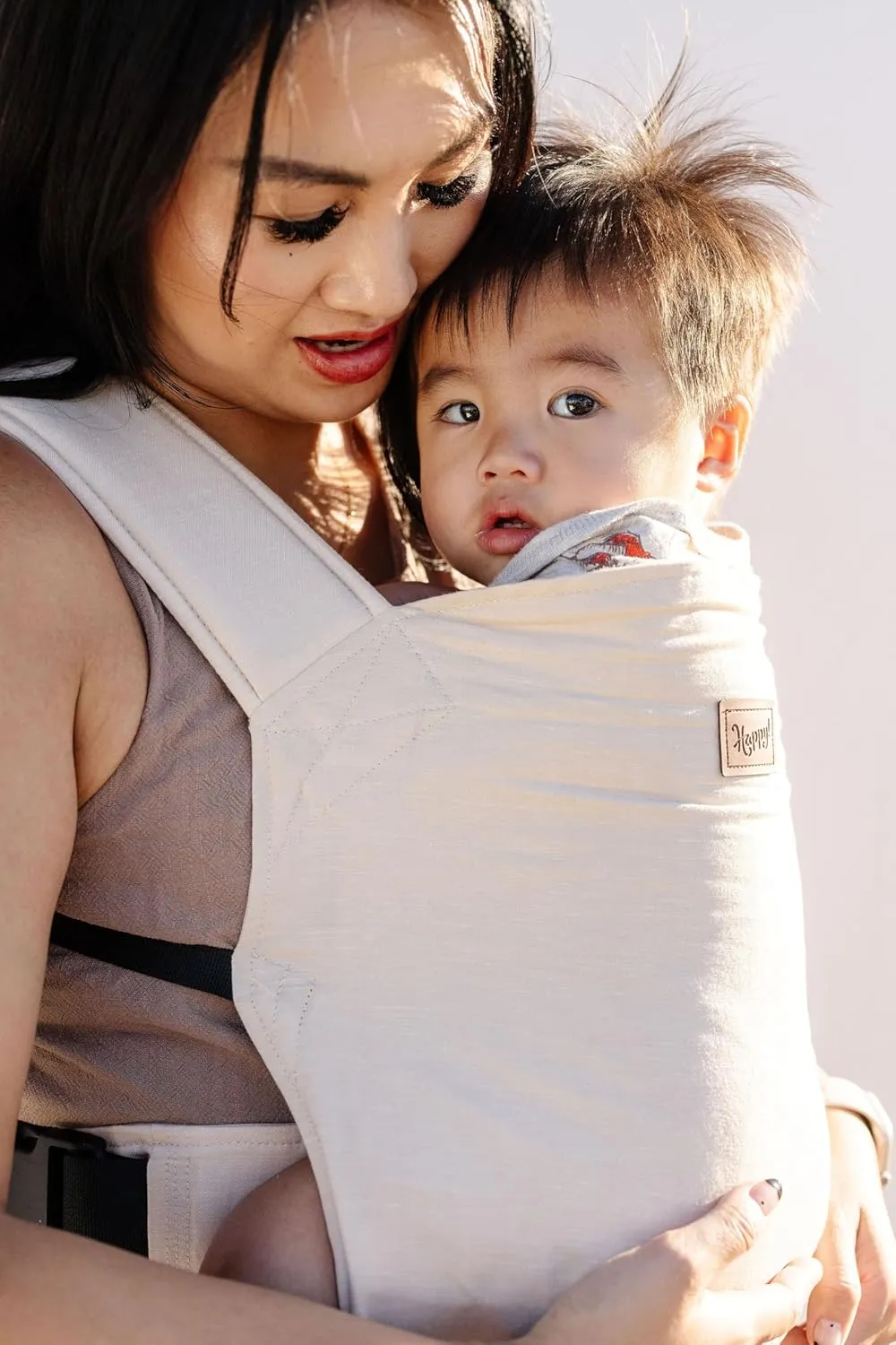 Original Happy Baby Carrier - Newborn to Toddler Carrier - 50% Linen/50% Cotton - Ethically Made - Lightweight and Adjustable - Almond Color