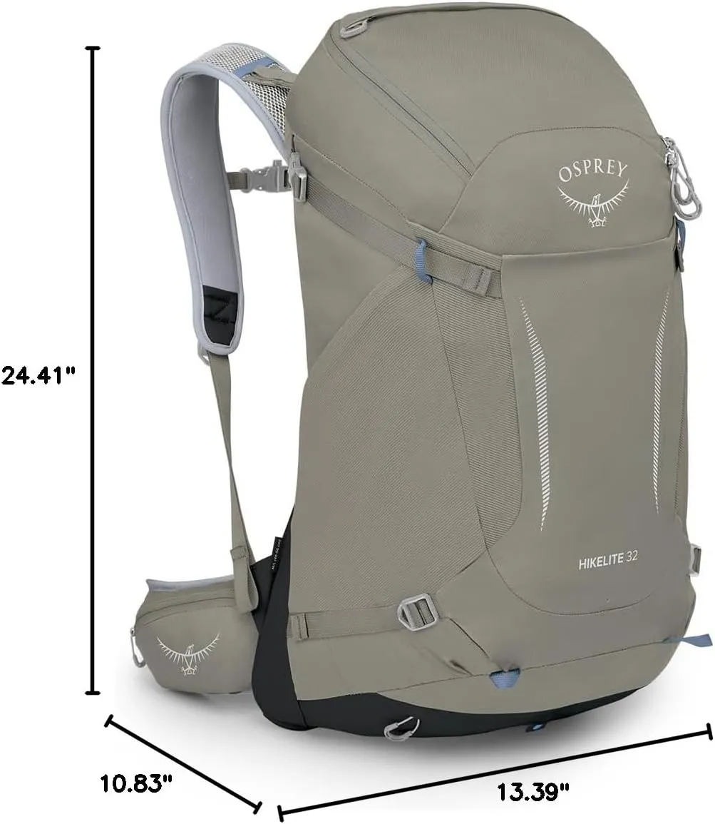 Osprey Hikelite 32L Unisex Hiking Backpack, Tan Concrete, Medium/Large