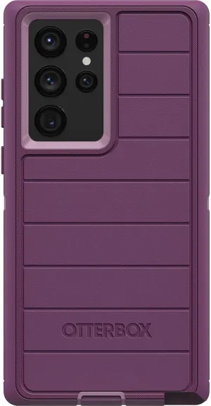 OtterBox Defender Series Case for Samsung Galaxy S22 Ultra (Only) - Holster Clip Included - Microbial Defense Protection - Happy Purple