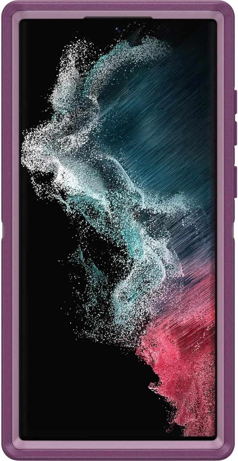 OtterBox Defender Series Case for Samsung Galaxy S22 Ultra (Only) - Holster Clip Included - Microbial Defense Protection - Happy Purple