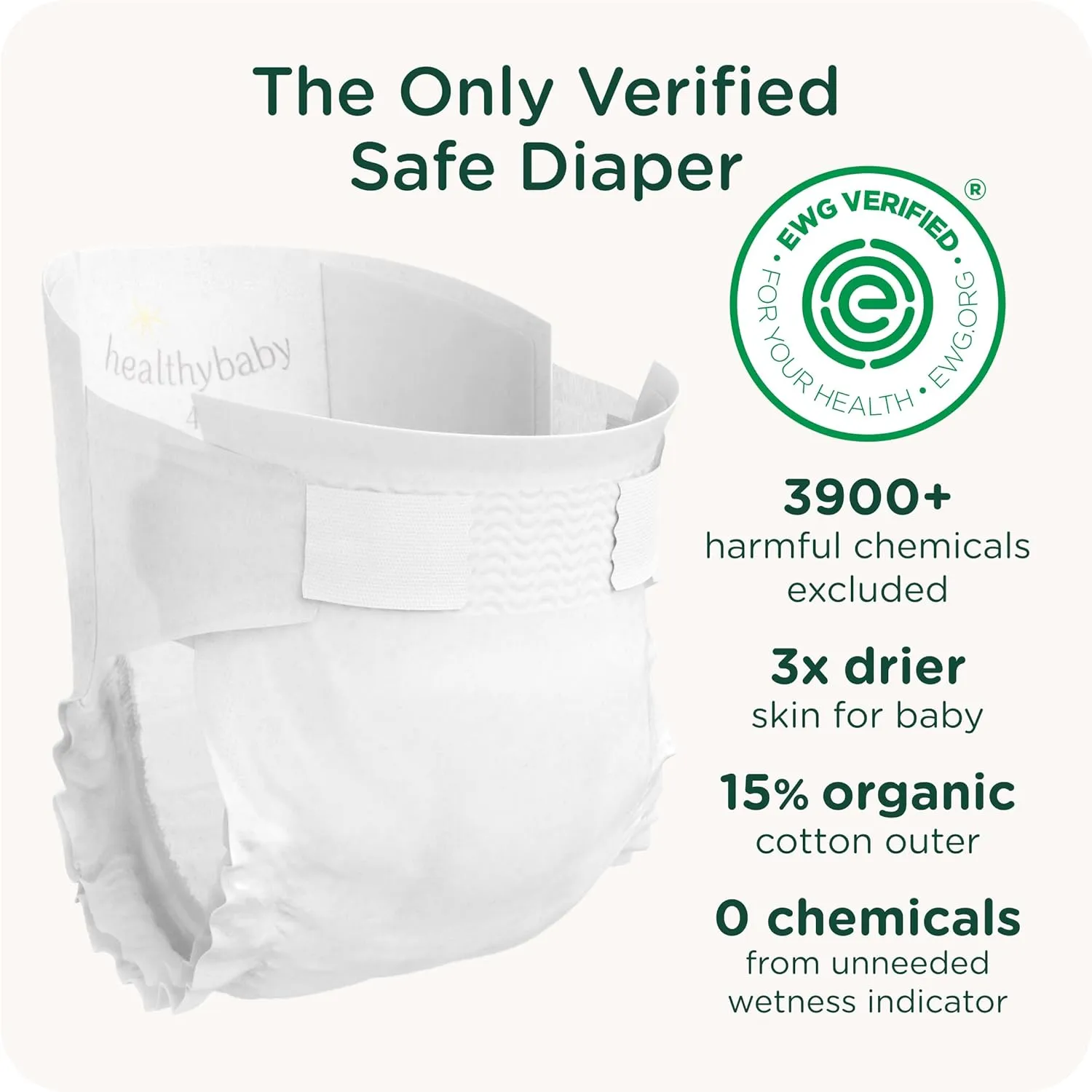 Our Diapers | EWG Verified Safe & Plant-Based Diapers | Leak Protection | Soft Organic Cotton Shell | Chlorine-Free Diaper for Sensitive Skin | Size 2 (12-18 lbs) 66 Count