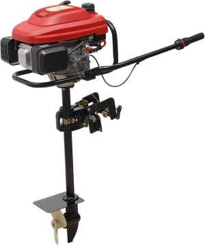Outboard Motor, 4 Stroke Cordless Outboard Motor 3.5kW 200CC Gas Powered Fishing Boat Engine with Air Cooling System and Hand-pull for Fishing, Aquaculture, Outdoor Adventure, Water Sports