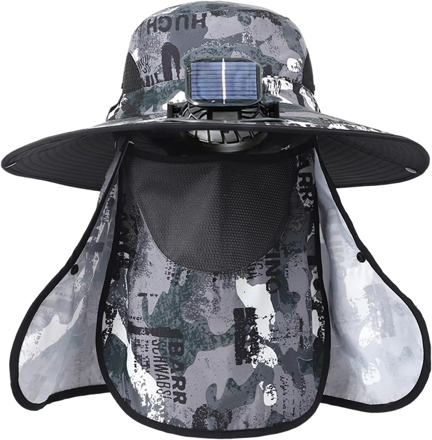 Outdoor Wide Brim Sun Hat with 2 Solar Fan,2025 Sun Bucket Hat for Men&Women UPF 50  Bucket Fishing Beach Hat Fan Built in