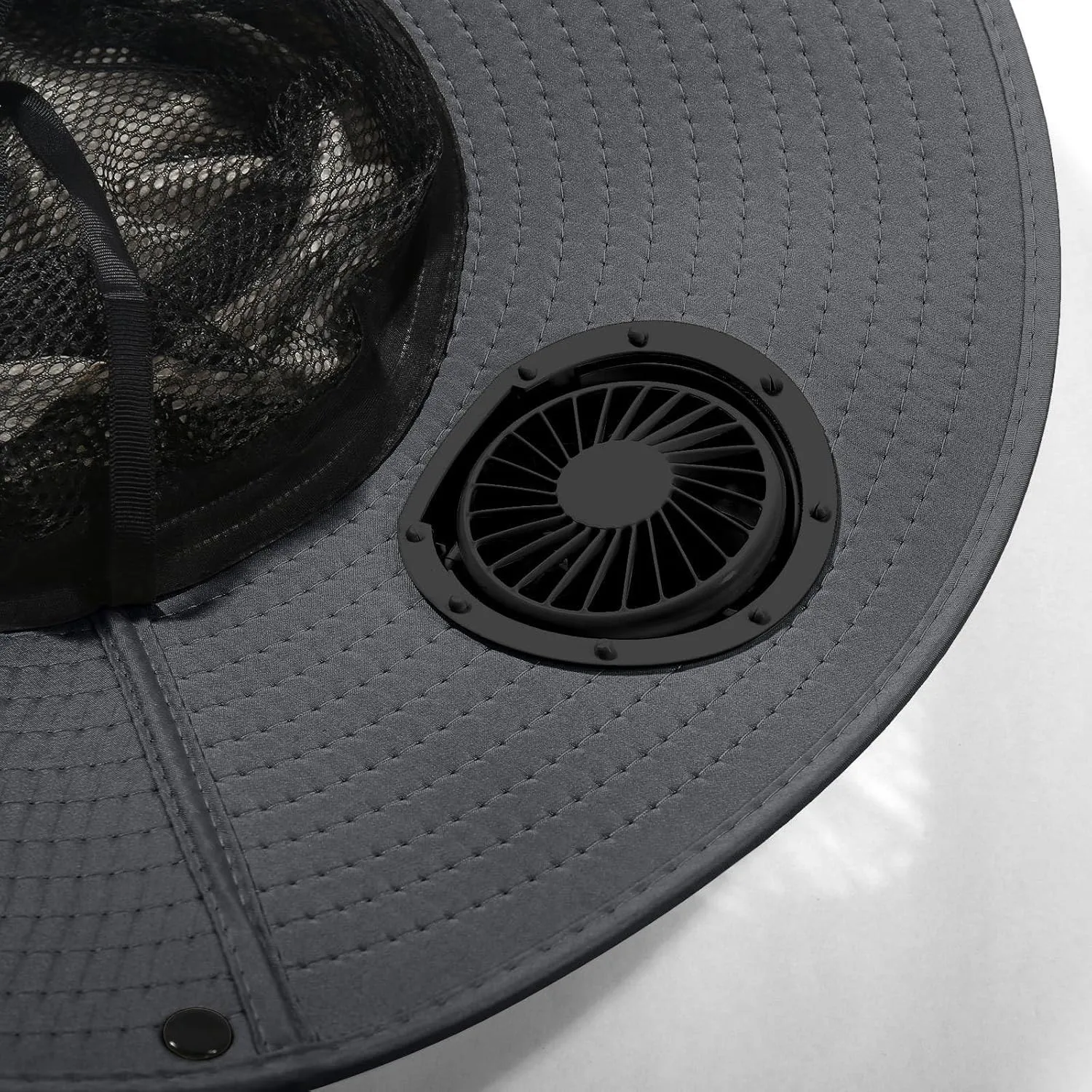 Outdoor Wide Brim Sun Hat with 3 Solar Fan Sun Bucket Hat for Men Women Bucket Fishing & Beach Hat with Fan Built in