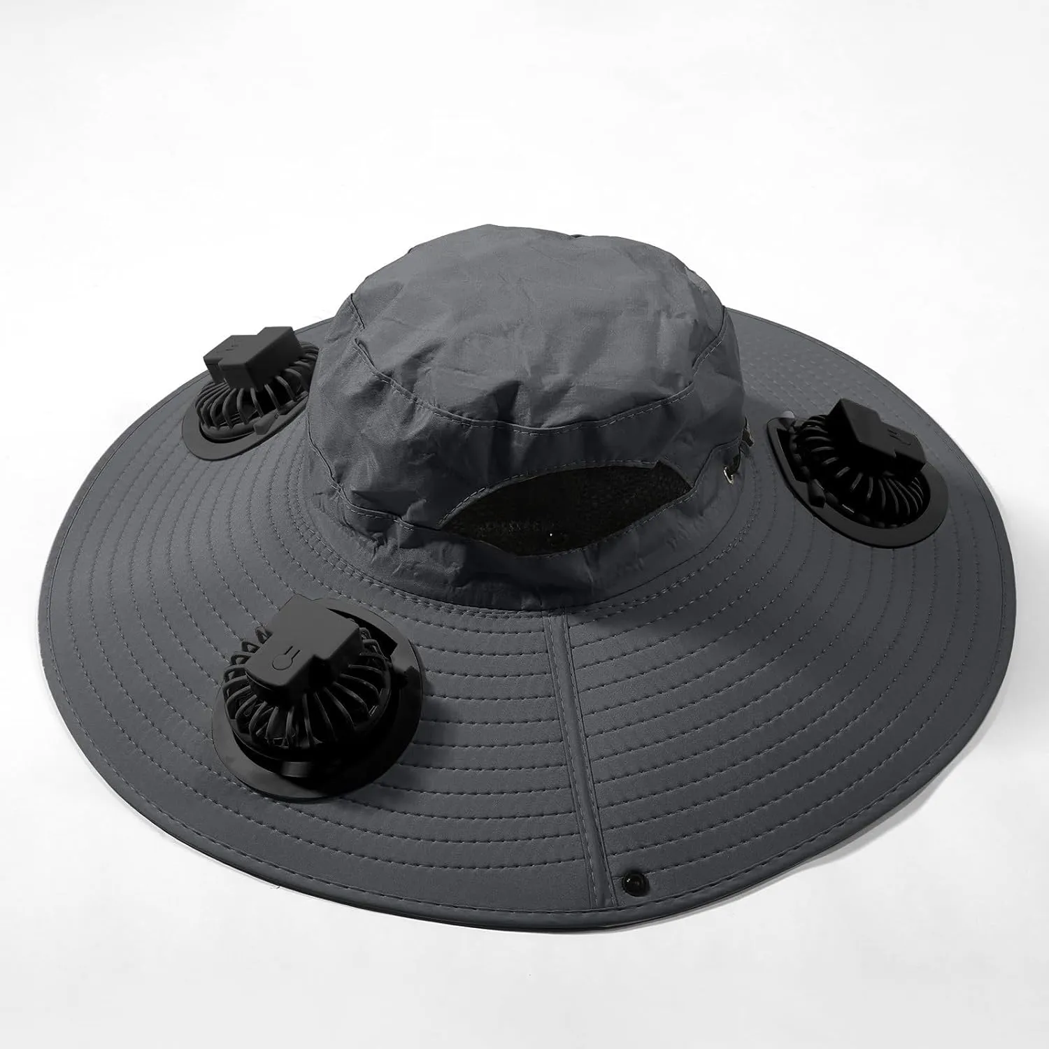 Outdoor Wide Brim Sun Hat with 3 Solar Fan Sun Bucket Hat for Men Women Bucket Fishing & Beach Hat with Fan Built in