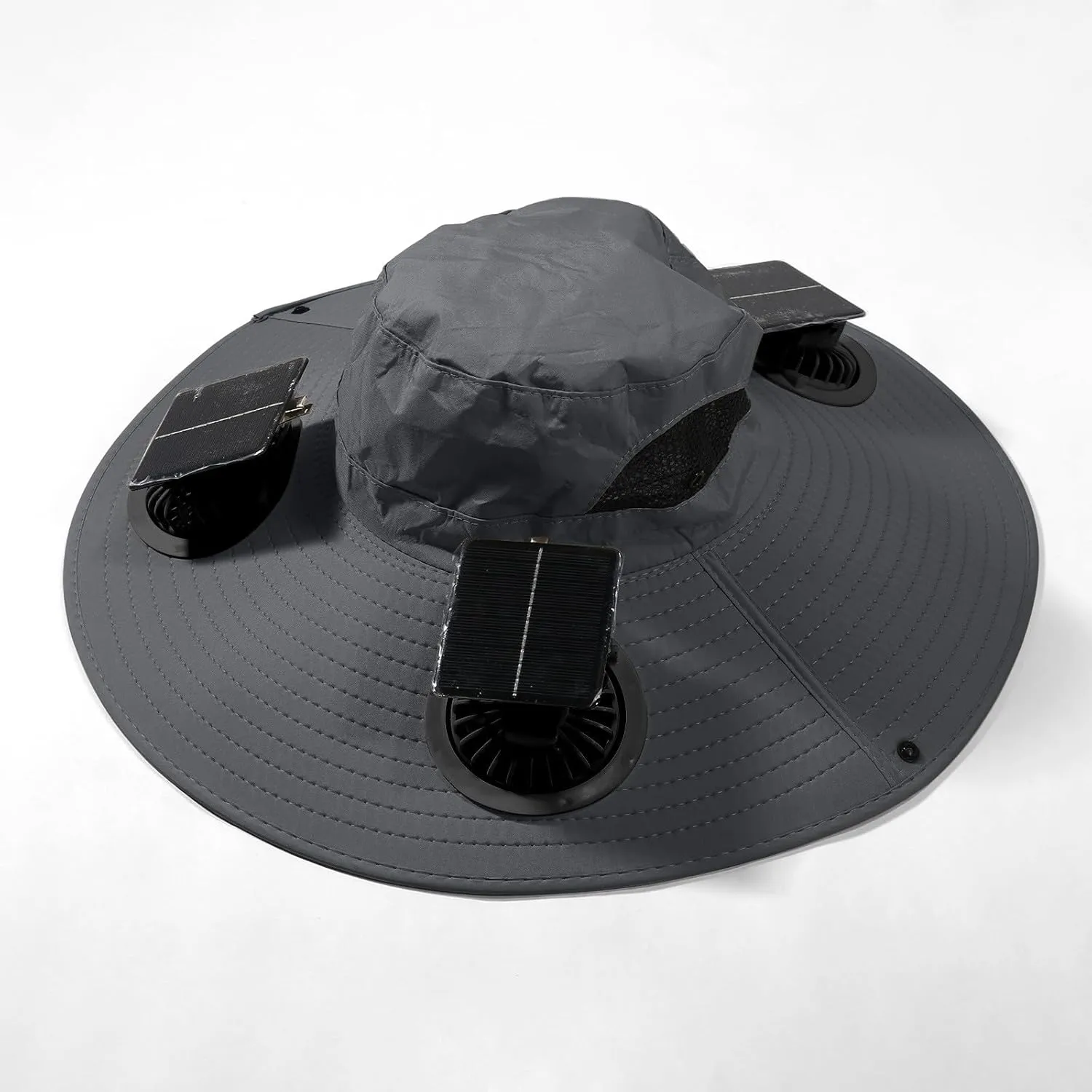 Outdoor Wide Brim Sun Hat with 3 Solar Fan Sun Bucket Hat for Men Women Bucket Fishing & Beach Hat with Fan Built in