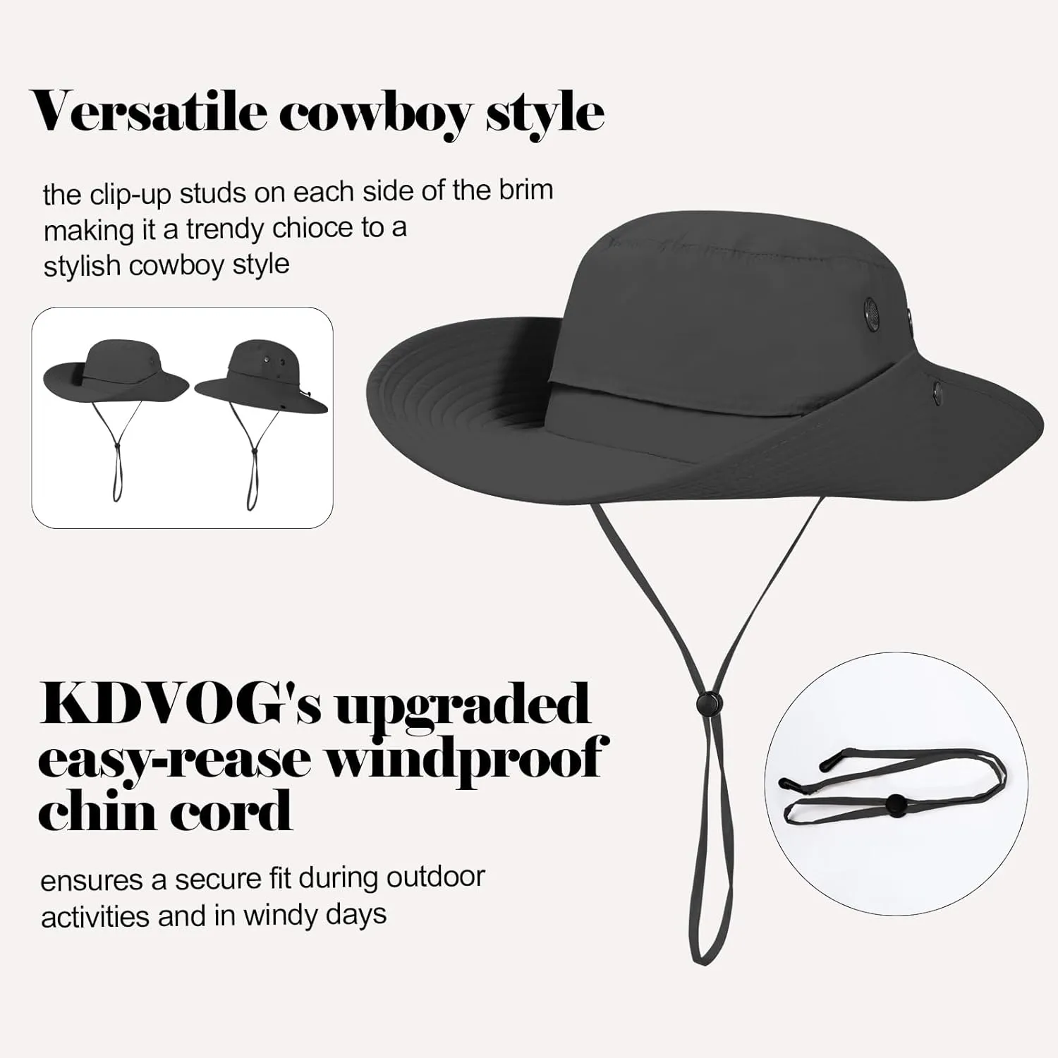 Oversize XL XXL Sun Hats Large Wide Brim Waterproof UPF 50  Bucket Hat Summer Travel Fishing Hiking Hat with Detachable Strap