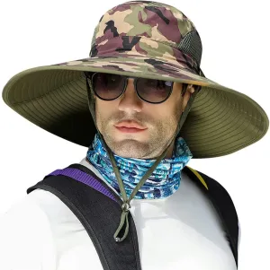 【Oversize XXL&Wide Brim】 Sun Hats for Men, 【UPF50 Waterproof】 Fishing-Hat Boonie Bucket for Hiking Safari Beach Garden