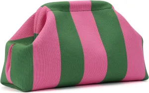 Ovida Colorblock Clutch Purse for Women Summer Beach Dumpling Clutch Crochet Handbag Ruched Cloud Clutch Bag for Party