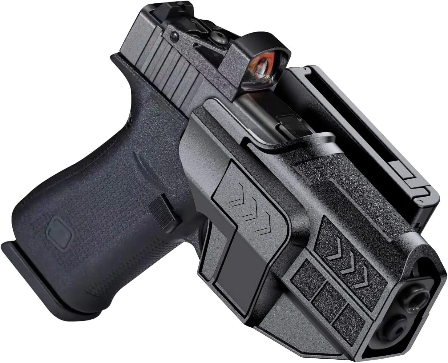 OWB Holster for Glock 43 43X 48, G43X MOS, G48 MOS, Adjustable Tightness Polymer Holster Optic Cut, Index Finger Release Right Hand, Black