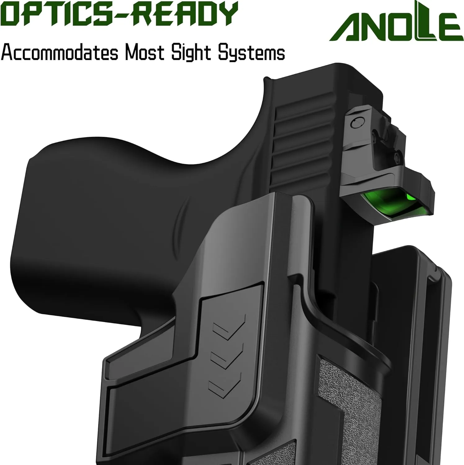 OWB Holster for Glock 43 43X 48, G43X MOS, G48 MOS, Adjustable Tightness Polymer Holster Optic Cut, Index Finger Release Right Hand, Black