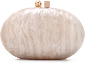 Oweisong Acrylic Clutch Purse for Women Marbel Shell Clutch Wedding Evening Bags Pearl Beaded Shoulder Handbag