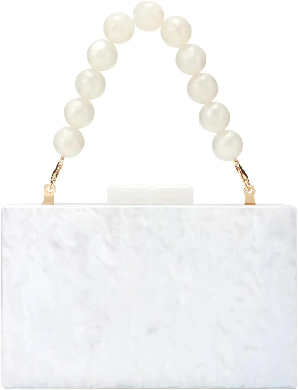 Oweisong Women Acrylic Clutch Purse Formal Wedding Evening Handbag Marble Party Shoulder Crossbody Bag with Bead Chain