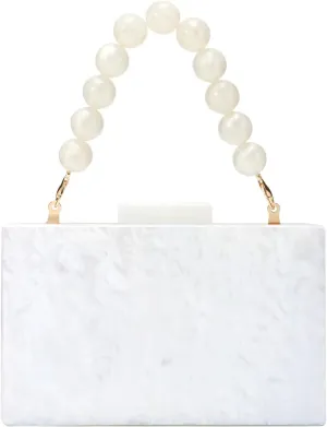 Oweisong Women Acrylic Clutch Purse Formal Wedding Evening Handbag Marble Party Shoulder Crossbody Bag with Bead Chain