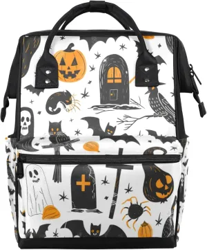 Owl Bat Pumpkin Crow Hand Painted Diaper Bag Mommy Bags With Adjustable Shoulder Strap Waterproof Multifunction Shoulder Bag Travel Large Capacity Backpack for Moms And Dads