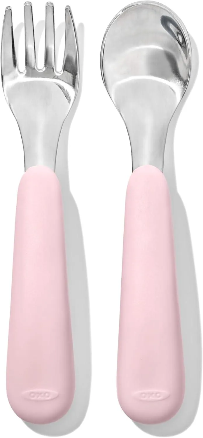 OXO Tot - On The Go Fork & Spoon Set - Baby Feeding Stainless Steel with Travel Case