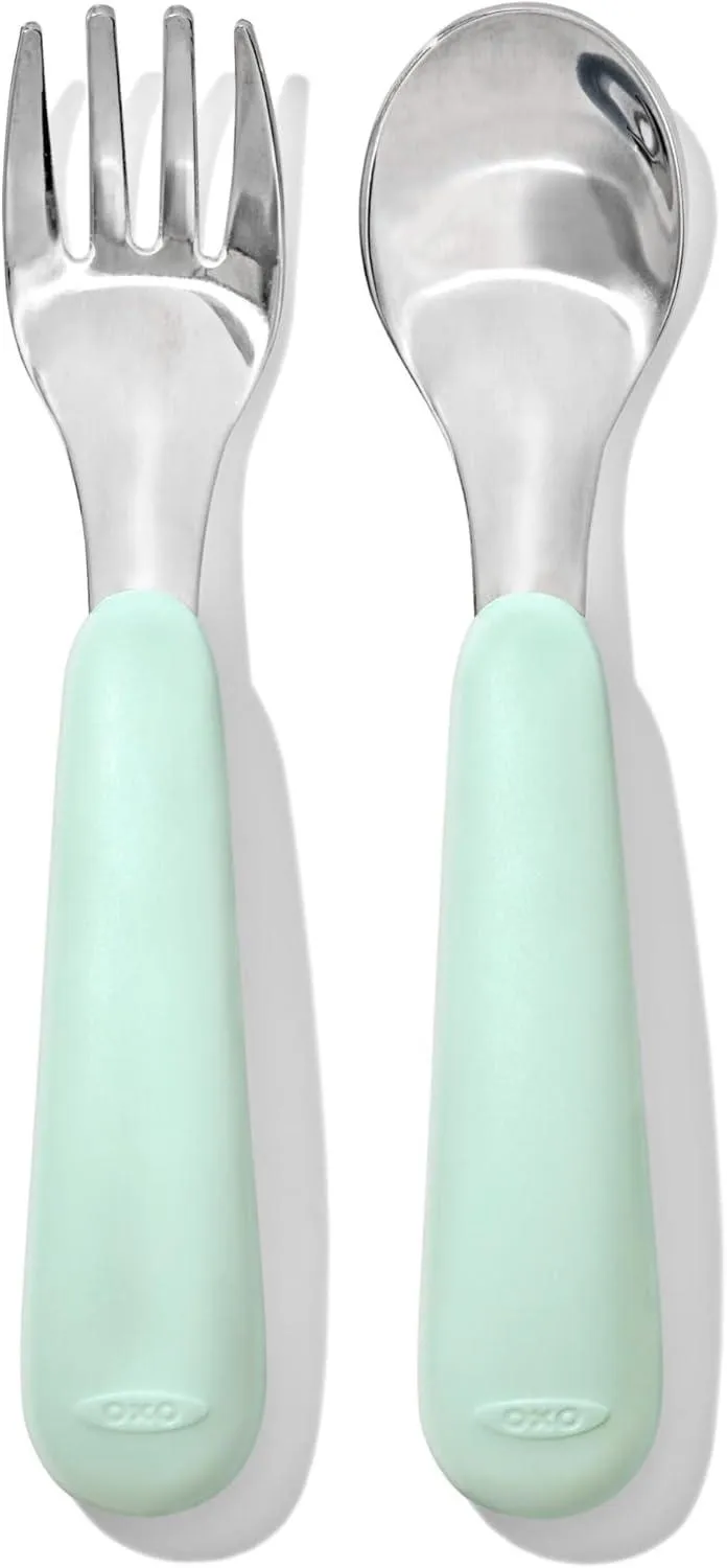 OXO Tot - On The Go Fork & Spoon Set - Baby Feeding Stainless Steel with Travel Case
