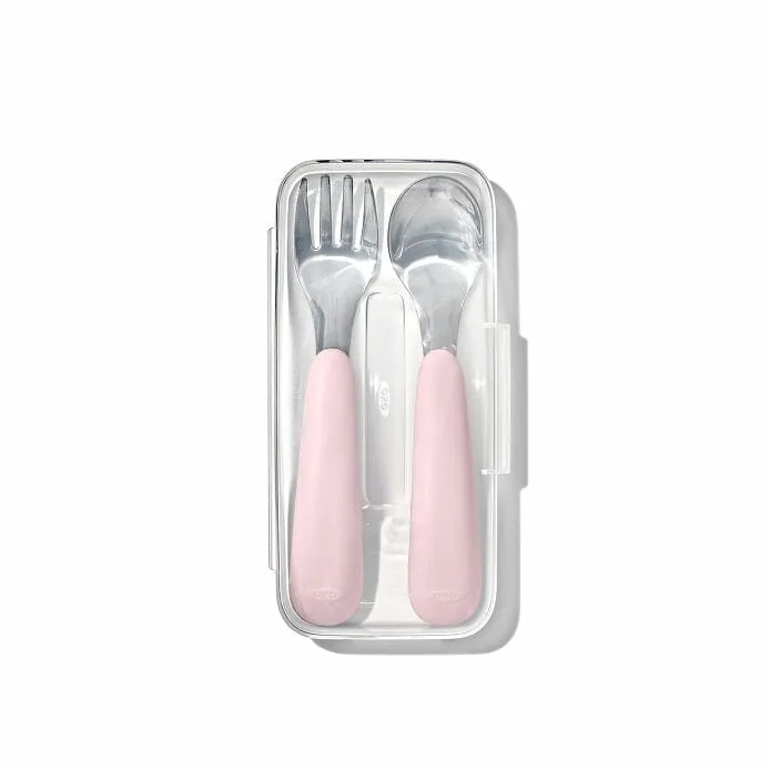 Oxo Tot On-The-Go Fork & Spoon Set - Blossom