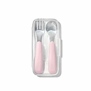 Oxo Tot On-The-Go Fork & Spoon Set - Blossom