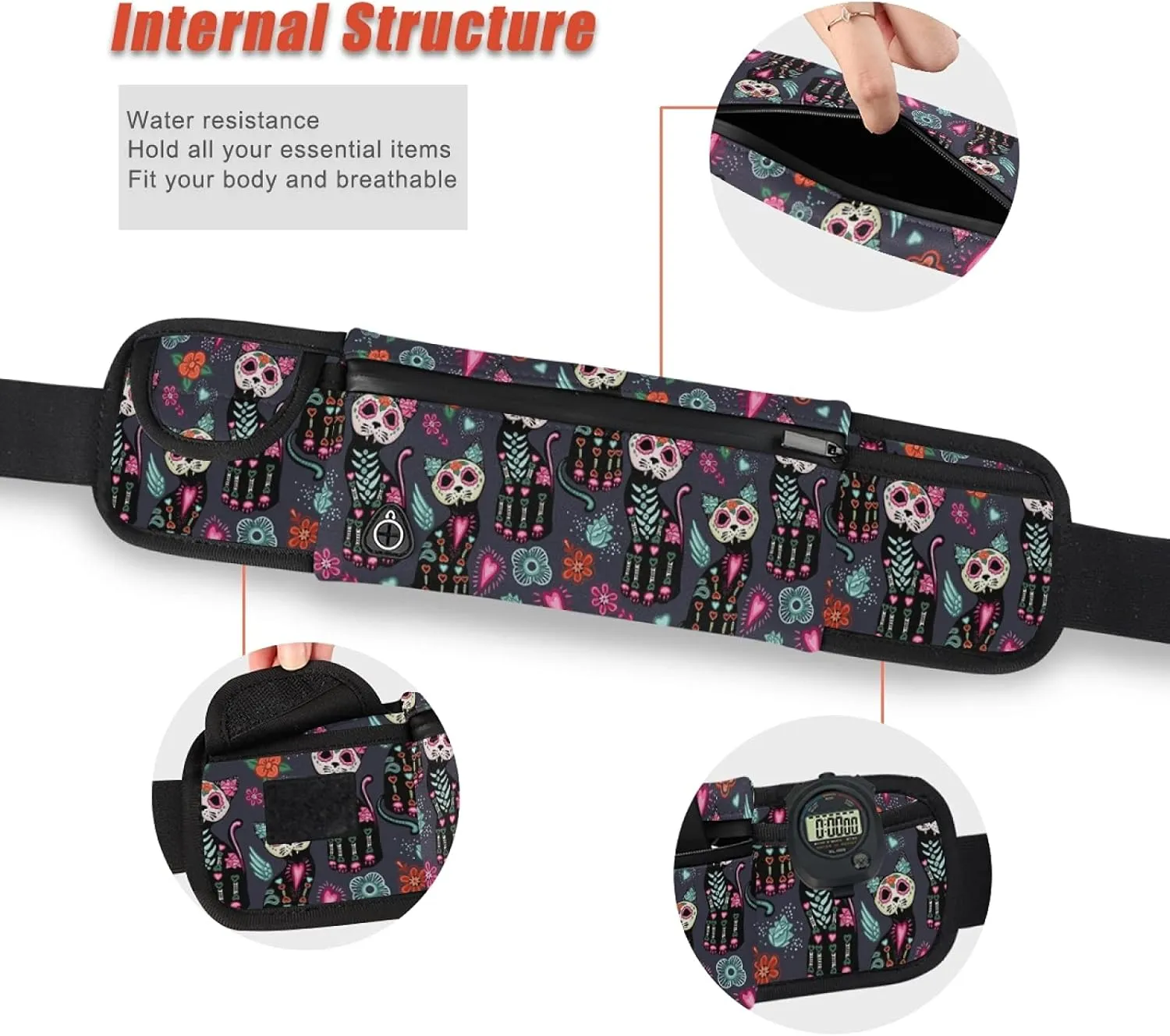 Oyihfvs Adjustable Running Belt, Fanny Pack Waist Pack, Runners Bag, Sports Hiking Fitness Exercise Gym Pouch for Women Men Accessories