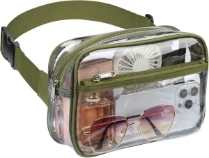 Packism Clear Fanny Pack Stadium Approved - Clear Belt Bag for Women Men Plus Size Transparent Waist Bag with Adjustable Strap for Concerts, Sporting Events - Green