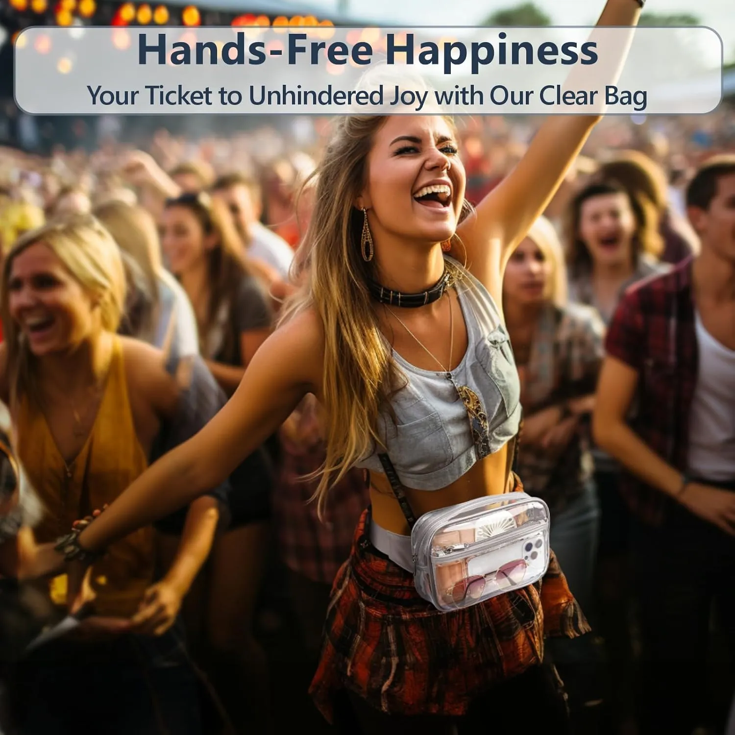 Packism Clear Fanny Pack Stadium Approved - Clear Belt Bag for Women Men Plus Size Transparent Waist Bag with Adjustable Strap for Concerts, Sporting Events - Grey