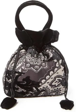 Paisley/Brown Leaf/Floral/Peacock Feather/Windowpane Bucket Bag (Black Paisley)