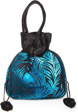 Paisley/Brown Leaf/Floral/Peacock Feather/Windowpane Bucket Bag (Turquoise Peacock Feather)
