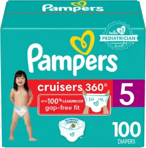 Pampers Diapers - Cruisers 360 - Size 5, 100 Count, Babyproof up to 100% Leakproof Pull-On Diaper