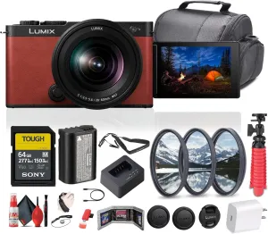 Panasonic Lumix S9 Mirrorless Camera with S 20-60mm f/3.5-5.6 Lens (DC-S9KR) Bundle in Red Including: 64 GB Memory Card, 3-Piece Filter Kit, Battery Pack, USB-C Charging Kit, and More Accessories
