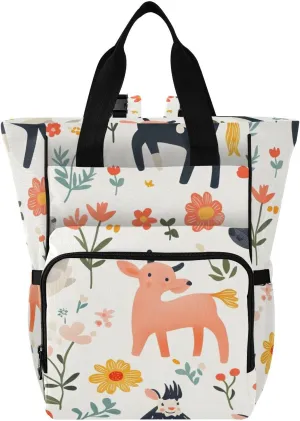 Pastoral Pattern Ultimate Diaper Bag Backpack for Moms – Lightweight, Water-Resistant Baby Travel Bag with Insulated Bottle Pockets & Stroller Hooks