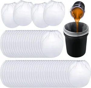 Patelai 200 Pieces 5 Gallon Paint Strainer Bags White Regular Fine Mesh/Elastic Top Bag Strainers for Use with Paint Sprayers
