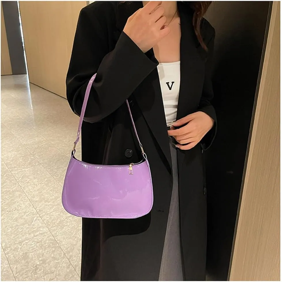 Patent Leather Clutch Purse Shiny Evening Handbags for Women Armpit Shoulder Bag MINI Hobos