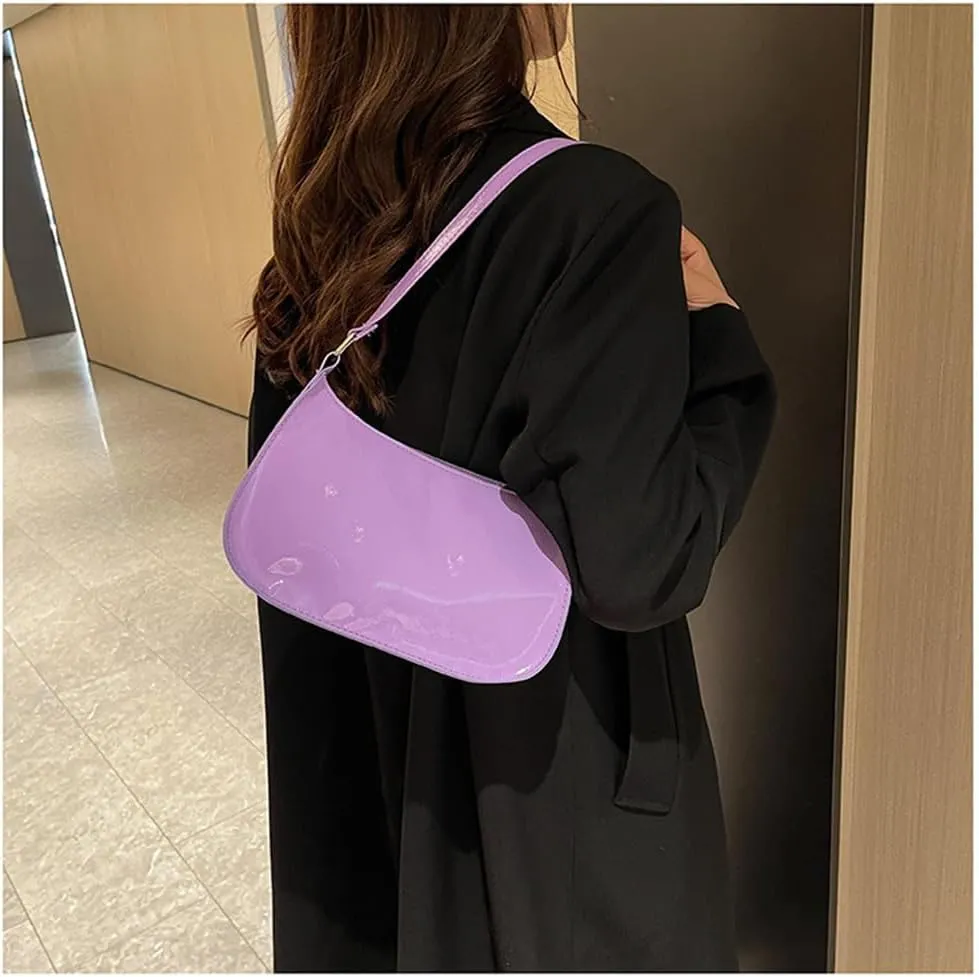 Patent Leather Clutch Purse Shiny Evening Handbags for Women Armpit Shoulder Bag MINI Hobos