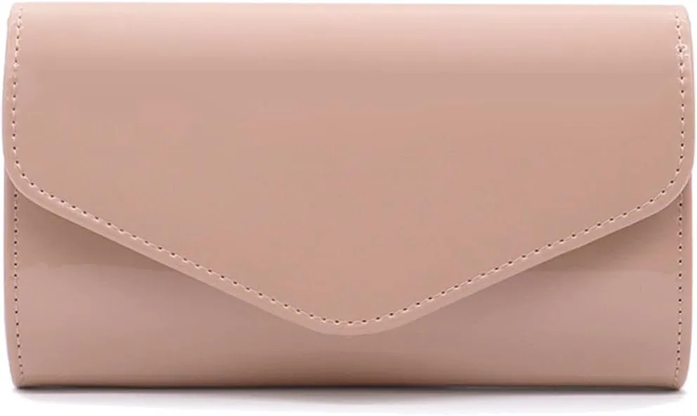 Patent Leather Envelope Clutch Purse Shiny Shoulder Bag Candy Chain Evening Bag Elegant Handbag