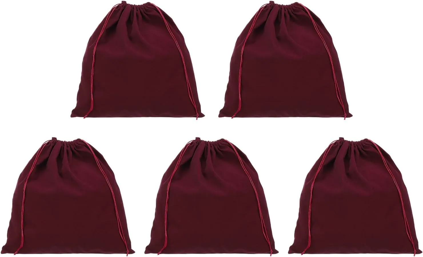 PATIKIL Large Velvet Bags With Drawstrings, 5 Pack 14 x 14 Inch Hair Dryer Bag Treat Bag Dust Bag Hotel Storage Bag for Travel Luggage Packing, Burgundy