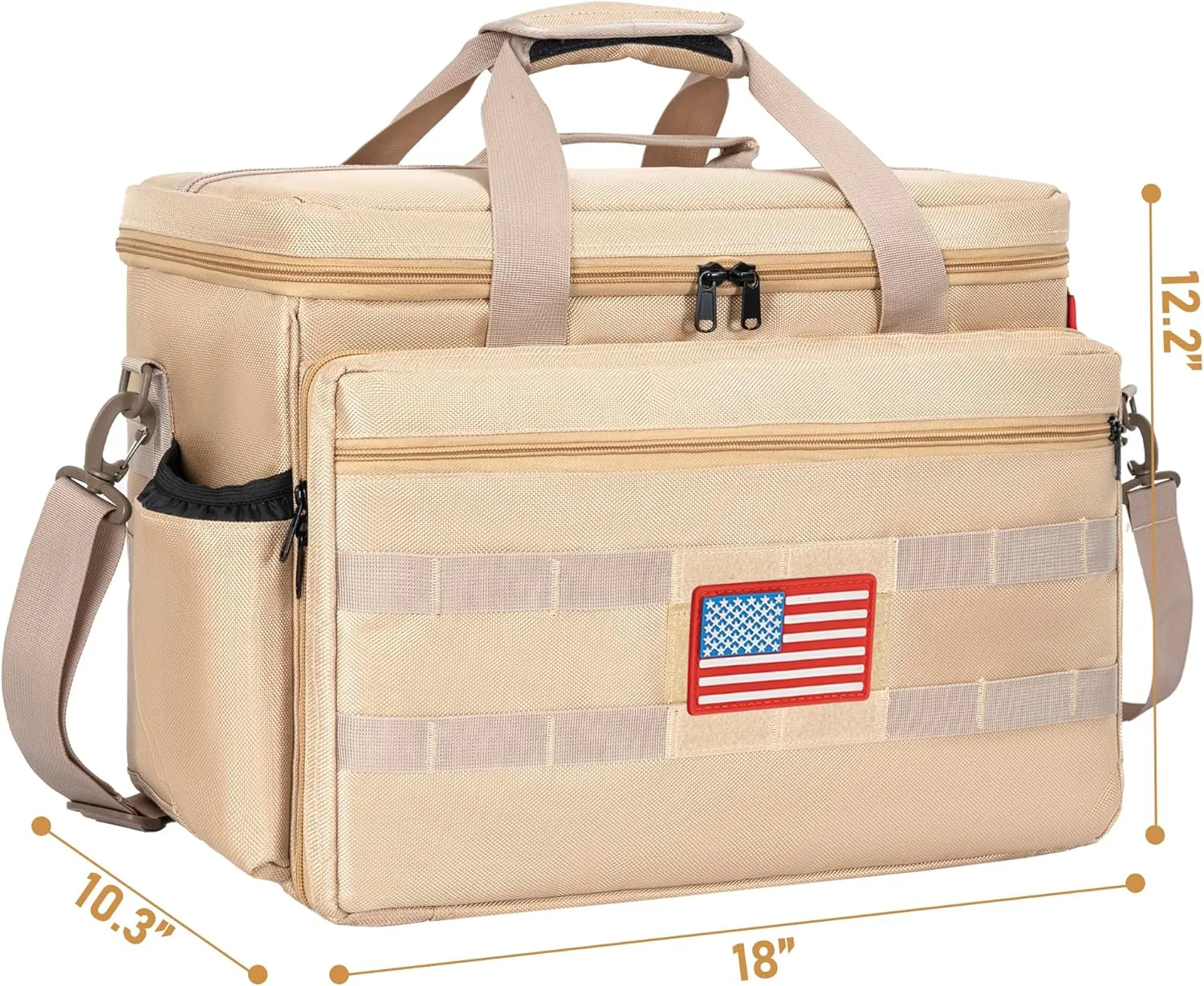 Patrol Bag Law Enforcement, Police Gear Bag Car Front Seat Organizer for Police with Laptop Layer and Cup Holders, MOLLE System, Fits Vehicle Passenger Seat, Khaki