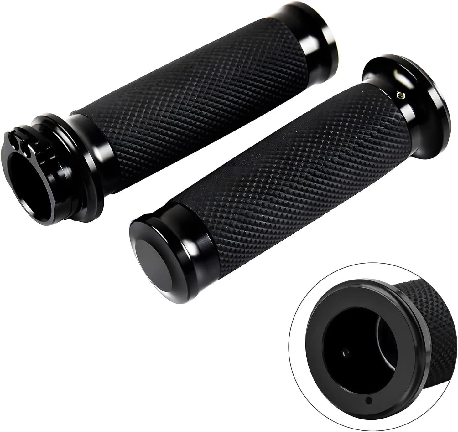 PBYMT 1" Motorcycle Hand Grips Black Handlebar Grips Compatible for Harley Touring Honda Yamaha Suzuki Kawasaki
