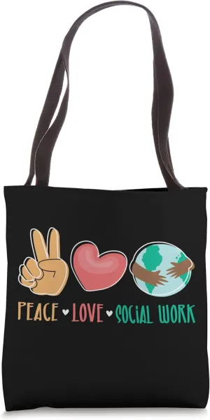 Peace Love Social Work - Social Worker Welfare Caseworker Tote Bag