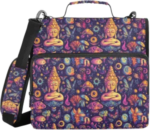 Peace Sign Acid Zipper Binder 3 Ring 1.5 Inch Binder Organizer Bag 500 Sheets Capacity Multi-Pocket with Shoulder Strap for School Office