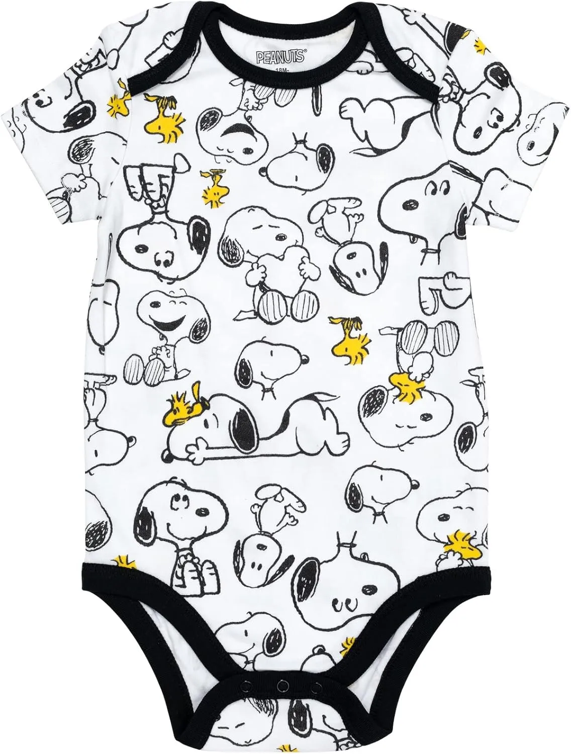 PEANUTS Snoopy Charlie Brown Baby 5 Pack Bodysuits Newborn to Infant