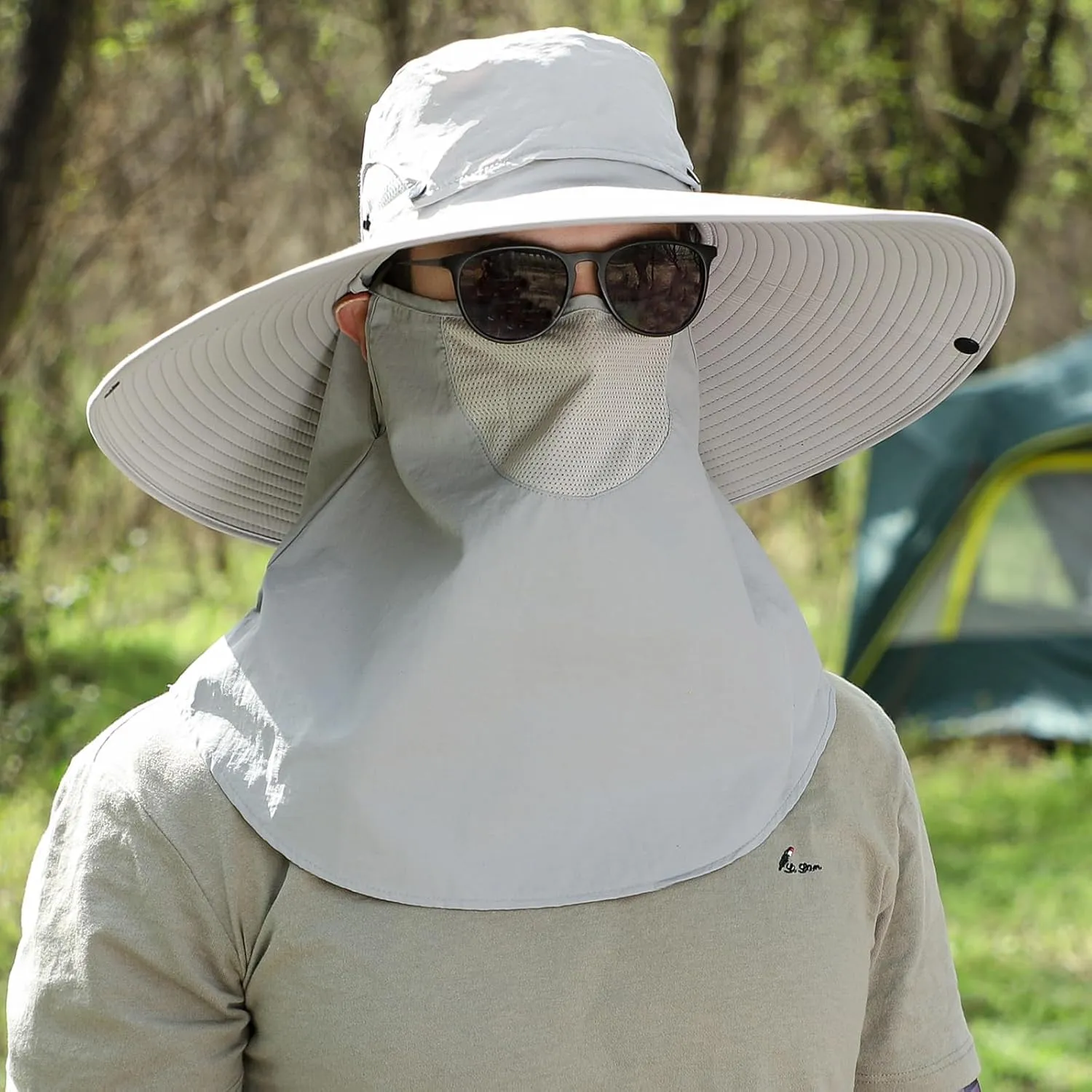 Peicees Men Wide Brim Sun Hats UPF50  Waterproof Breathable Bucket Hat with Removable Top for Fishing Hiking Camping Hunting