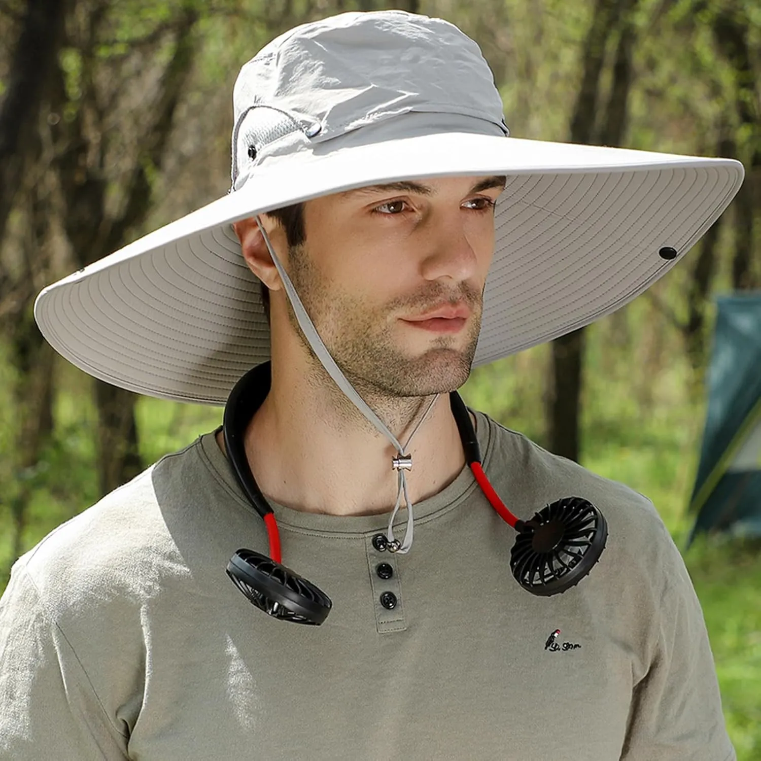 Peicees Men Wide Brim Sun Hats UPF50  Waterproof Breathable Bucket Hat with Removable Top for Fishing Hiking Camping Hunting